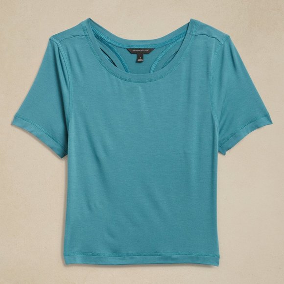 SALE Banana Republic Active Boatneck T-Shirt Back Cutout NWT SZ M - Picture 1 of 2